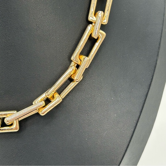 Two‑Tone Link Chain Necklace | Silver & Gold Tone Statement | Adjustable - Picture 5 of 6